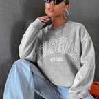 Koreanischer Trend-Sweatshirt für Damen, California West Coast Print, weiblicher Kapuzenpullover mit langen Ärmeln, O-Ausschnitt, sportliche und reichhaltige Kleidung
