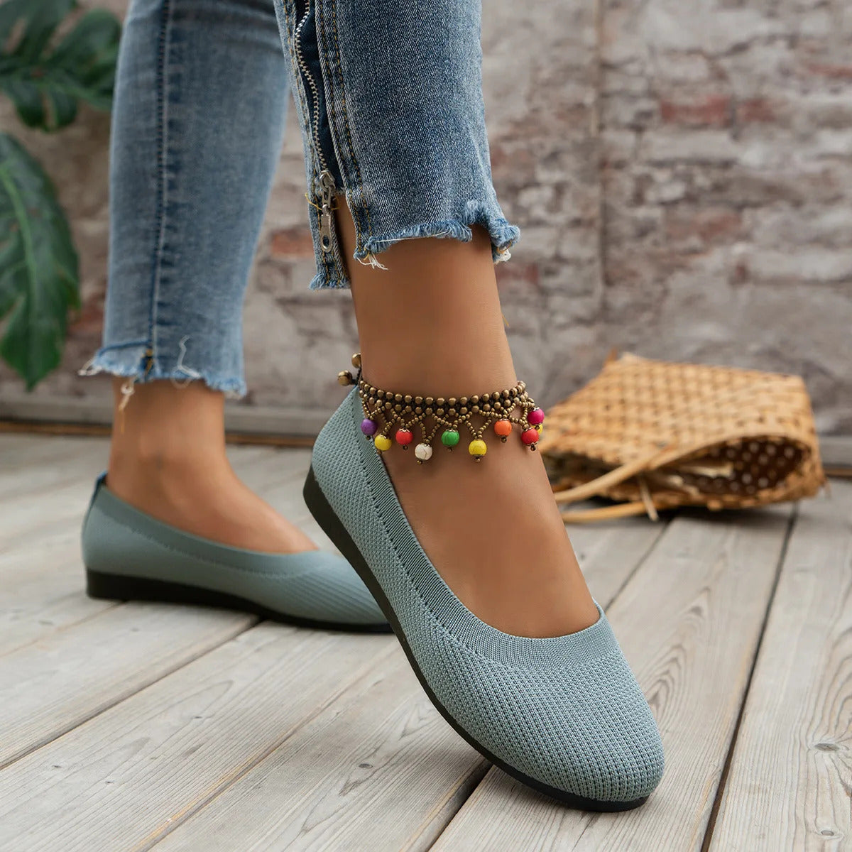 Frühling frauen Flache Schuhe neue Stricken Socke Turnschuhe Atmungsaktive Slip auf Weibliche Rpound Toe Loafers 36-43 Plus größe Licht Schuhe