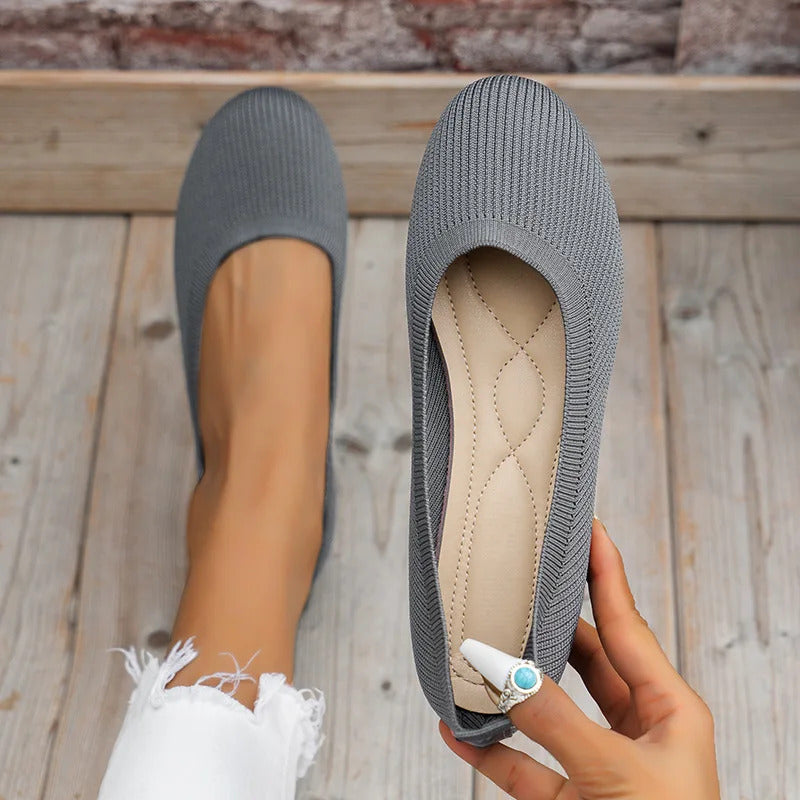 Frühling frauen Flache Schuhe neue Stricken Socke Turnschuhe Atmungsaktive Slip auf Weibliche Rpound Toe Loafers 36-43 Plus größe Licht Schuhe