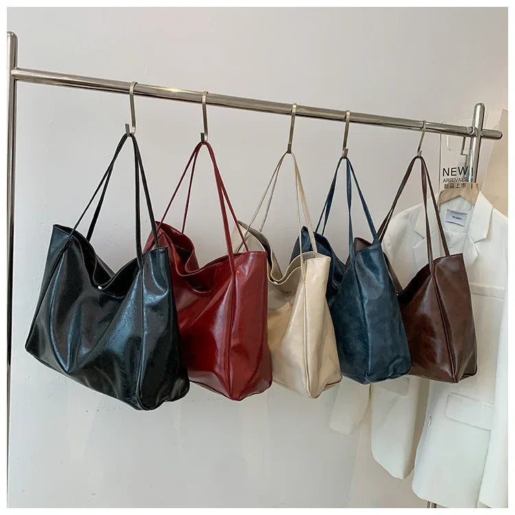 Frauen Einkaufstasche Mode Unterarm Tasche Große Kapazität Weiche Pu Leder Schulter Tasche Retro Umhängetasche Casual Tragbare BucketBags