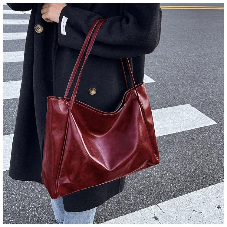 Frauen Einkaufstasche Mode Unterarm Tasche Große Kapazität Weiche Pu Leder Schulter Tasche Retro Umhängetasche Casual Tragbare BucketBags