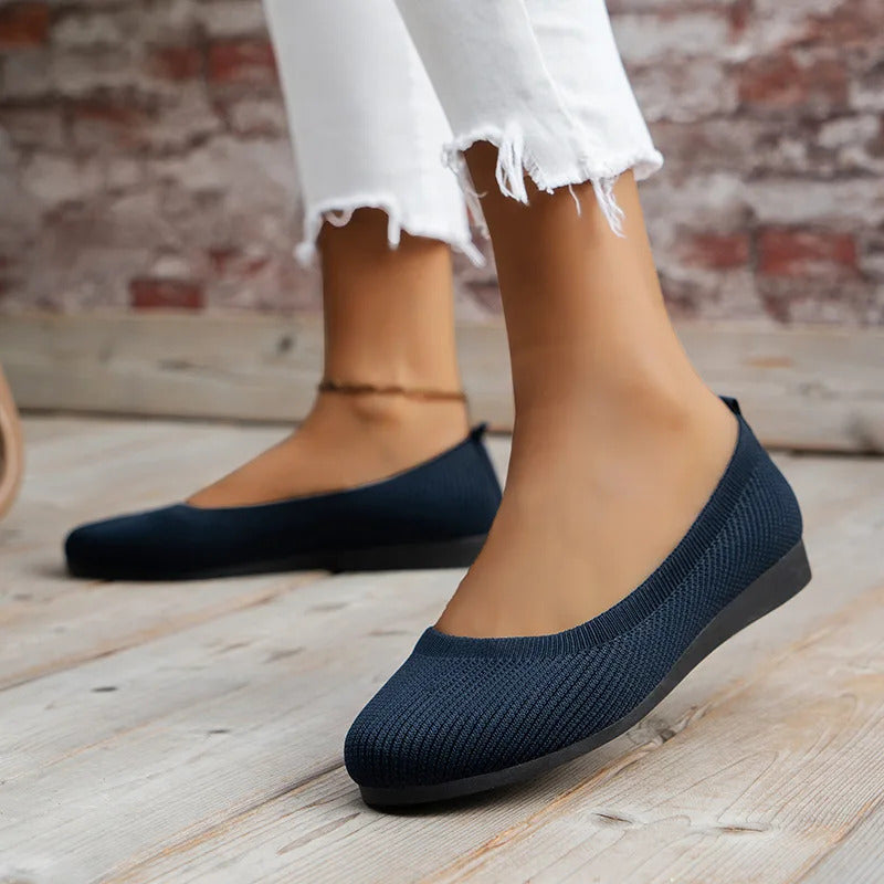 Frühling frauen Flache Schuhe neue Stricken Socke Turnschuhe Atmungsaktive Slip auf Weibliche Rpound Toe Loafers 36-43 Plus größe Licht Schuhe