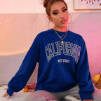 Koreanischer Trend-Sweatshirt für Damen, California West Coast Print, weiblicher Kapuzenpullover mit langen Ärmeln, O-Ausschnitt, sportliche und reichhaltige Kleidung