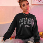 Koreanischer Trend-Sweatshirt für Damen, California West Coast Print, weiblicher Kapuzenpullover mit langen Ärmeln, O-Ausschnitt, sportliche und reichhaltige Kleidung