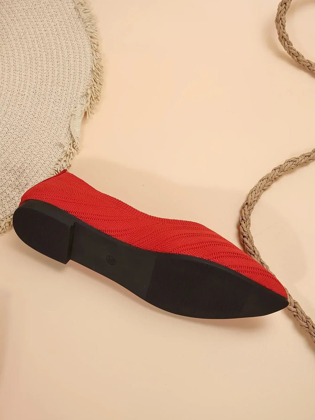 Damen Spitzschuh Flache Schuhe Einfarbig Gestrickte Slip-on-Schuhe Lässige Atmungsaktive Ballerinas Damen Flache Schuhe Müßiggänger Damen