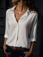 Frauen Casual Langarm Chiffon Bluse Elegante Revers Lose Hemd Frühling Sommer Solide Büro Dame Tuniken Streetwear Oversize Top