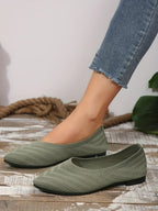 Damen Spitzschuh Flache Schuhe Einfarbig Gestrickte Slip-on-Schuhe Lässige Atmungsaktive Ballerinas Damen Flache Schuhe Müßiggänger Damen