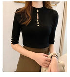 2025 frühling Herbst Korean Fashion Solid Pullover Frauen Kurzarm Tops Pull Femme Beiläufige Dünne Weibliche Pullover Gestrickte Kleidung