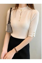 2025 frühling Herbst Korean Fashion Solid Pullover Frauen Kurzarm Tops Pull Femme Beiläufige Dünne Weibliche Pullover Gestrickte Kleidung