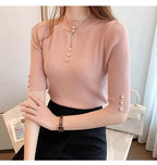 2025 frühling Herbst Korean Fashion Solid Pullover Frauen Kurzarm Tops Pull Femme Beiläufige Dünne Weibliche Pullover Gestrickte Kleidung