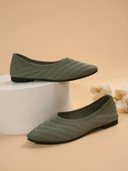 Damen Spitzschuh Flache Schuhe Einfarbig Gestrickte Slip-on-Schuhe Lässige Atmungsaktive Ballerinas Damen Flache Schuhe Müßiggänger Damen