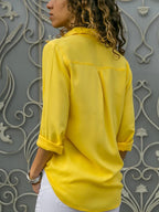 Frauen Casual Langarm Chiffon Bluse Elegante Revers Lose Hemd Frühling Sommer Solide Büro Dame Tuniken Streetwear Oversize Top