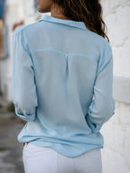 Frauen Casual Langarm Chiffon Bluse Elegante Revers Lose Hemd Frühling Sommer Solide Büro Dame Tuniken Streetwear Oversize Top