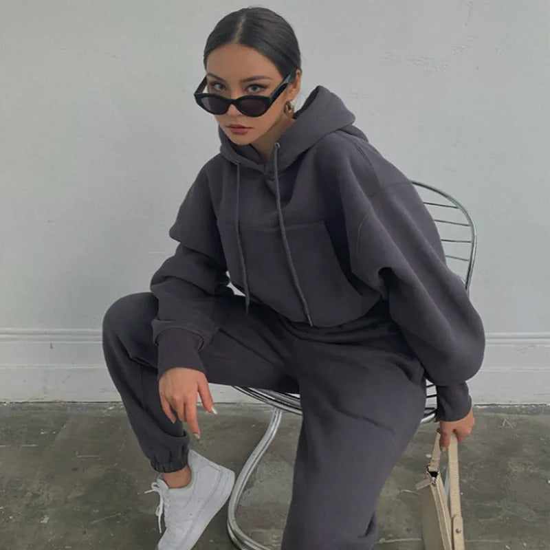 Herbst Winter frauen Langarm Hoodie Jacke Lässige Sportswear-Set Atmungsaktivem Streetwear Stil Modische