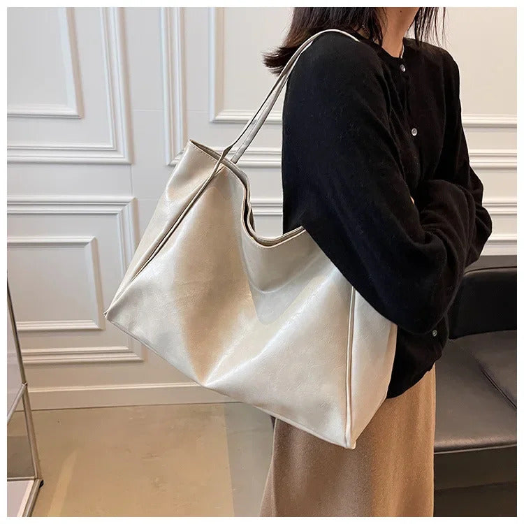 Frauen Einkaufstasche Mode Unterarm Tasche Große Kapazität Weiche Pu Leder Schulter Tasche Retro Umhängetasche Casual Tragbare BucketBags
