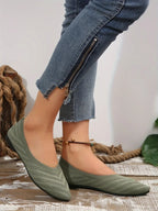 Damen Spitzschuh Flache Schuhe Einfarbig Gestrickte Slip-on-Schuhe Lässige Atmungsaktive Ballerinas Damen Flache Schuhe Müßiggänger Damen