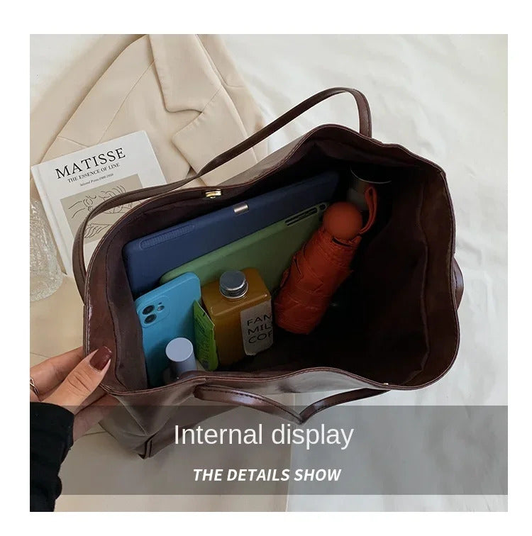 Frauen Einkaufstasche Mode Unterarm Tasche Große Kapazität Weiche Pu Leder Schulter Tasche Retro Umhängetasche Casual Tragbare BucketBags