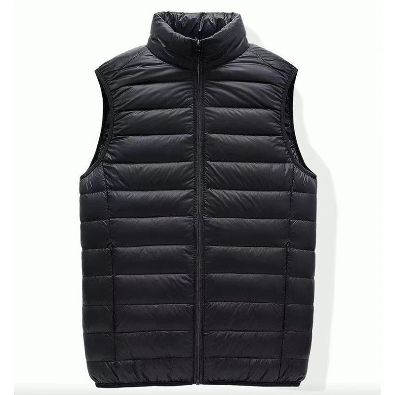 Herbst Herren Casual Weste Leichte ärmellose Jacke Vollreißverschluss Oberbekleidung Weste Outdoor Daunenweste mit Taschen