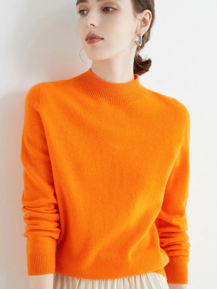 AOSSVIAO 2025, Herbst Winter Solide Mock-neck Pullover Pullover Für Frauen Lässige Strickwaren Weibliche Kleidung Grundlegende Weiche Tops