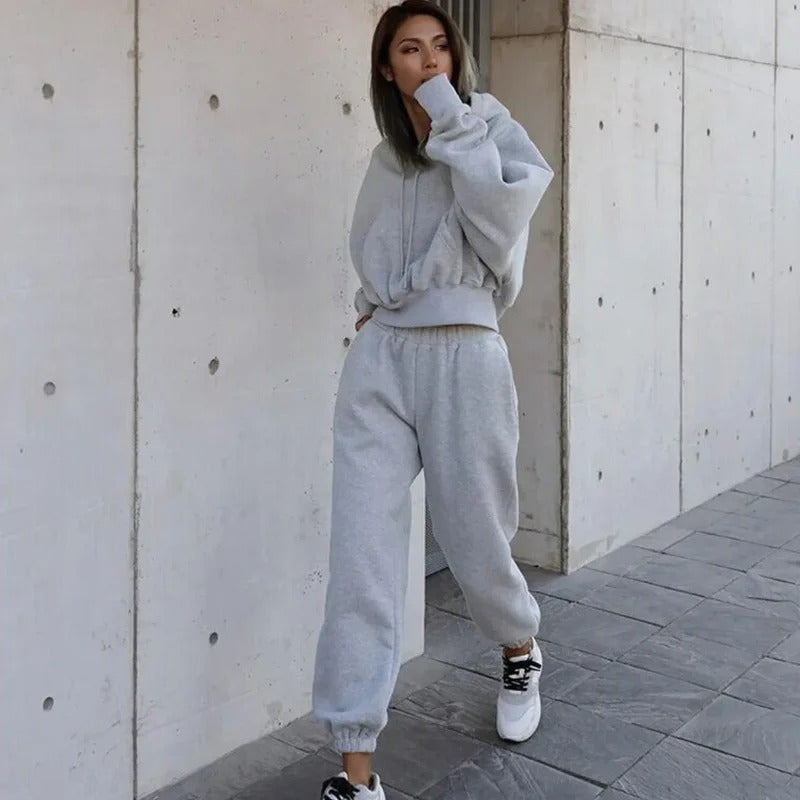 Herbst Winter frauen Langarm Hoodie Jacke Lässige Sportswear-Set Atmungsaktivem Streetwear Stil Modische