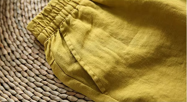 Frauen Sommer Casual Lose Harem Elastische Taille Baumwolle Leinen Hosen Neunte Hosen