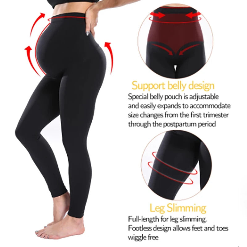 Elastische Hohe Taille Mutterschaft Leggings Dünne Für Schwangere Frauen Bauch Unterstützung Postpartale Leggins Body Shaper Fitness Hosen