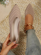 Damen Spitzschuh Flache Schuhe Einfarbig Gestrickte Slip-on-Schuhe Lässige Atmungsaktive Ballerinas Damen Flache Schuhe Müßiggänger Damen