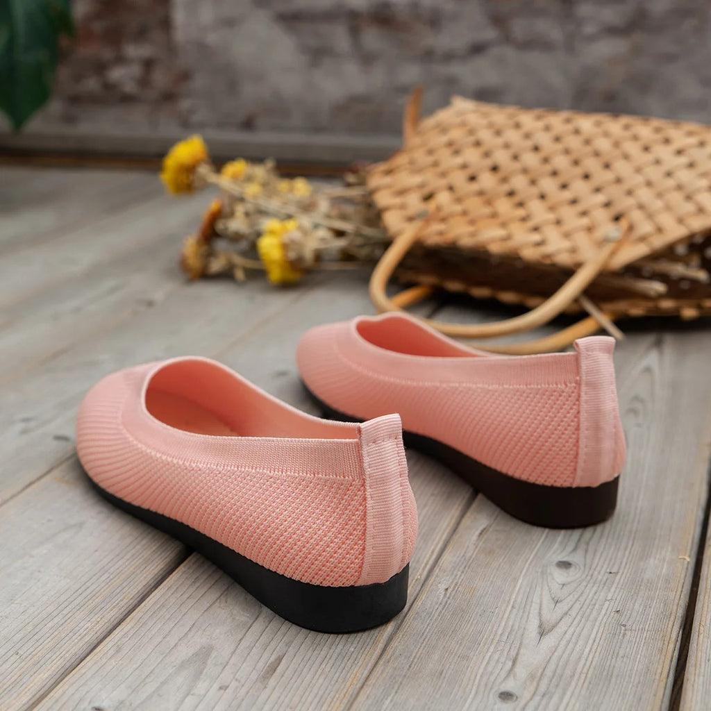 Frühling frauen Flache Schuhe neue Stricken Socke Turnschuhe Atmungsaktive Slip auf Weibliche Rpound Toe Loafers 36-43 Plus größe Licht Schuhe