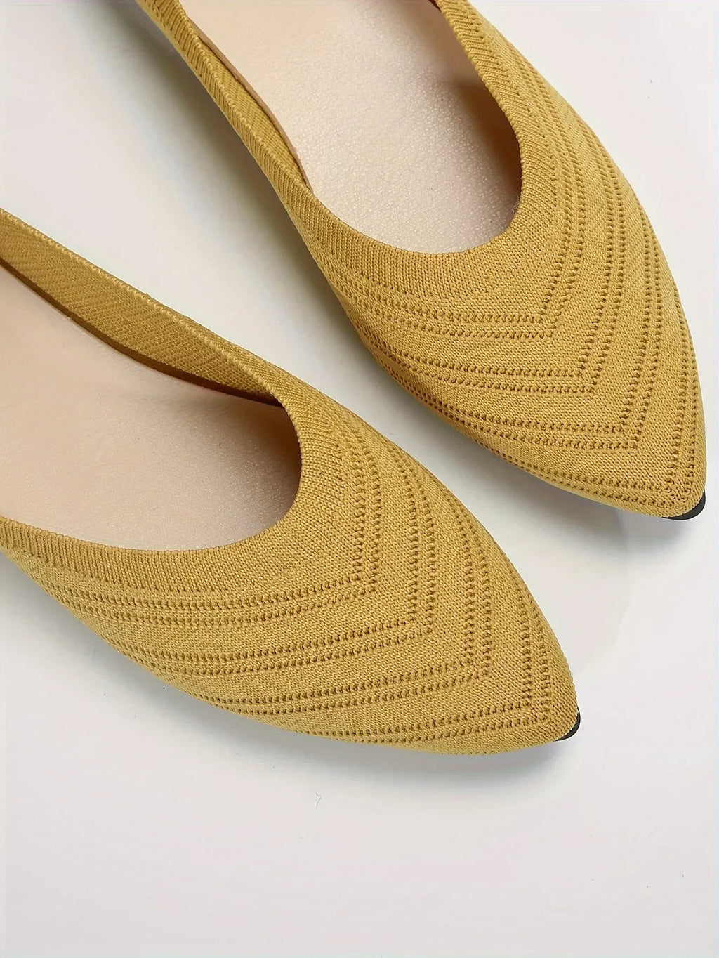 Damen Spitzschuh Flache Schuhe Einfarbig Gestrickte Slip-on-Schuhe Lässige Atmungsaktive Ballerinas Damen Flache Schuhe Müßiggänger Damen