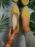 Damen Spitzschuh Flache Schuhe Einfarbig Gestrickte Slip-on-Schuhe Lässige Atmungsaktive Ballerinas Damen Flache Schuhe Müßiggänger Damen