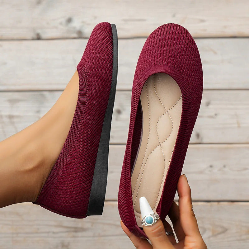 Frühling frauen Flache Schuhe neue Stricken Socke Turnschuhe Atmungsaktive Slip auf Weibliche Rpound Toe Loafers 36-43 Plus größe Licht Schuhe