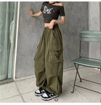 2025frauen Casual Jogger Tech Hosen Feste Niedrige Taille Hosen Kordelzug Breite Bein Baggy Hosen Y2k Streetwear Oversize Jogginghose