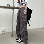 2025frauen Casual Jogger Tech Hosen Feste Niedrige Taille Hosen Kordelzug Breite Bein Baggy Hosen Y2k Streetwear Oversize Jogginghose