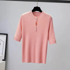 2025 frühling Herbst Korean Fashion Solid Pullover Frauen Kurzarm Tops Pull Femme Beiläufige Dünne Weibliche Pullover Gestrickte Kleidung