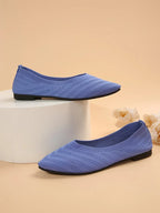 Damen Spitzschuh Flache Schuhe Einfarbig Gestrickte Slip-on-Schuhe Lässige Atmungsaktive Ballerinas Damen Flache Schuhe Müßiggänger Damen