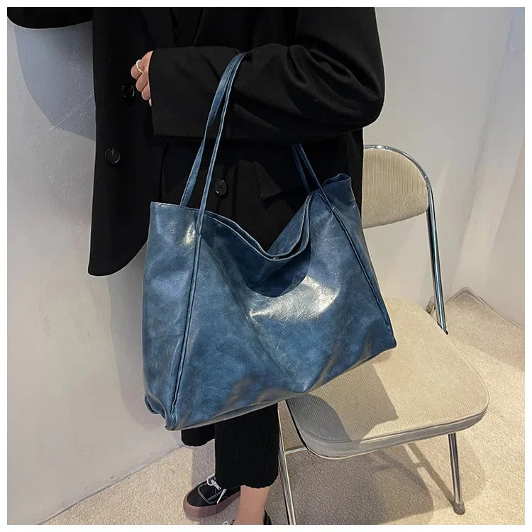 Frauen Einkaufstasche Mode Unterarm Tasche Große Kapazität Weiche Pu Leder Schulter Tasche Retro Umhängetasche Casual Tragbare BucketBags