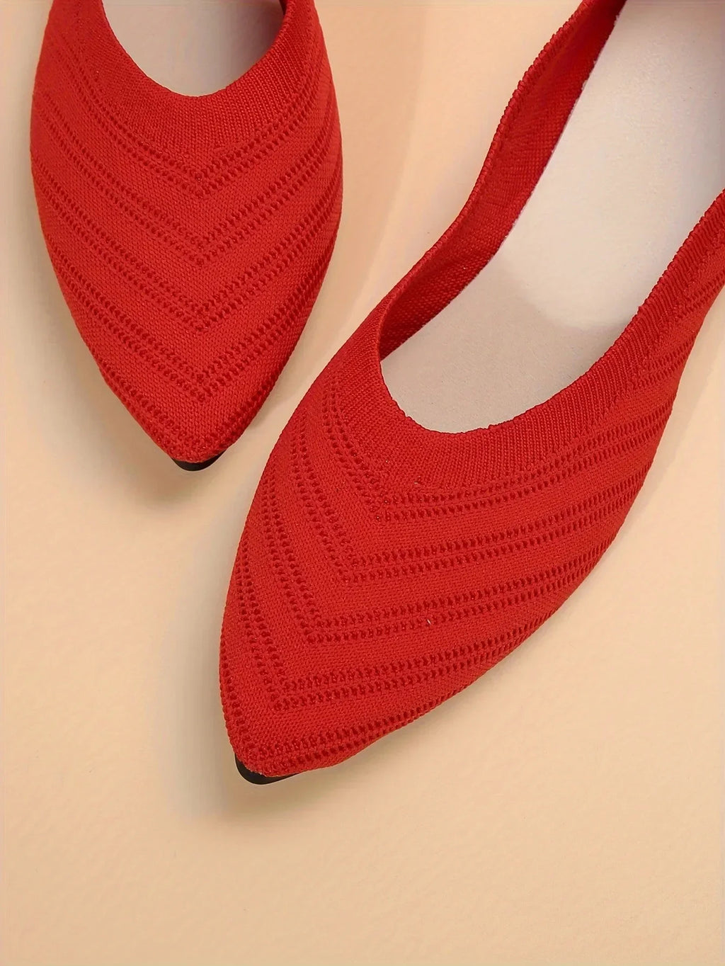 Damen Spitzschuh Flache Schuhe Einfarbig Gestrickte Slip-on-Schuhe Lässige Atmungsaktive Ballerinas Damen Flache Schuhe Müßiggänger Damen