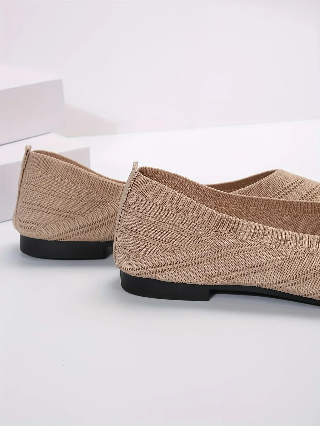Damen Spitzschuh Flache Schuhe Einfarbig Gestrickte Slip-on-Schuhe Lässige Atmungsaktive Ballerinas Damen Flache Schuhe Müßiggänger Damen
