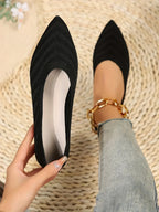 Damen Spitzschuh Flache Schuhe Einfarbig Gestrickte Slip-on-Schuhe Lässige Atmungsaktive Ballerinas Damen Flache Schuhe Müßiggänger Damen