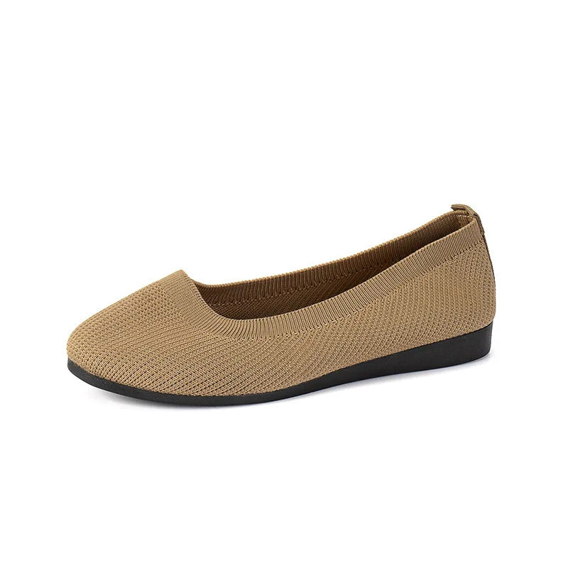 Frühling frauen Flache Schuhe neue Stricken Socke Turnschuhe Atmungsaktive Slip auf Weibliche Rpound Toe Loafers 36-43 Plus größe Licht Schuhe