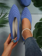 Damen Spitzschuh Flache Schuhe Einfarbig Gestrickte Slip-on-Schuhe Lässige Atmungsaktive Ballerinas Damen Flache Schuhe Müßiggänger Damen