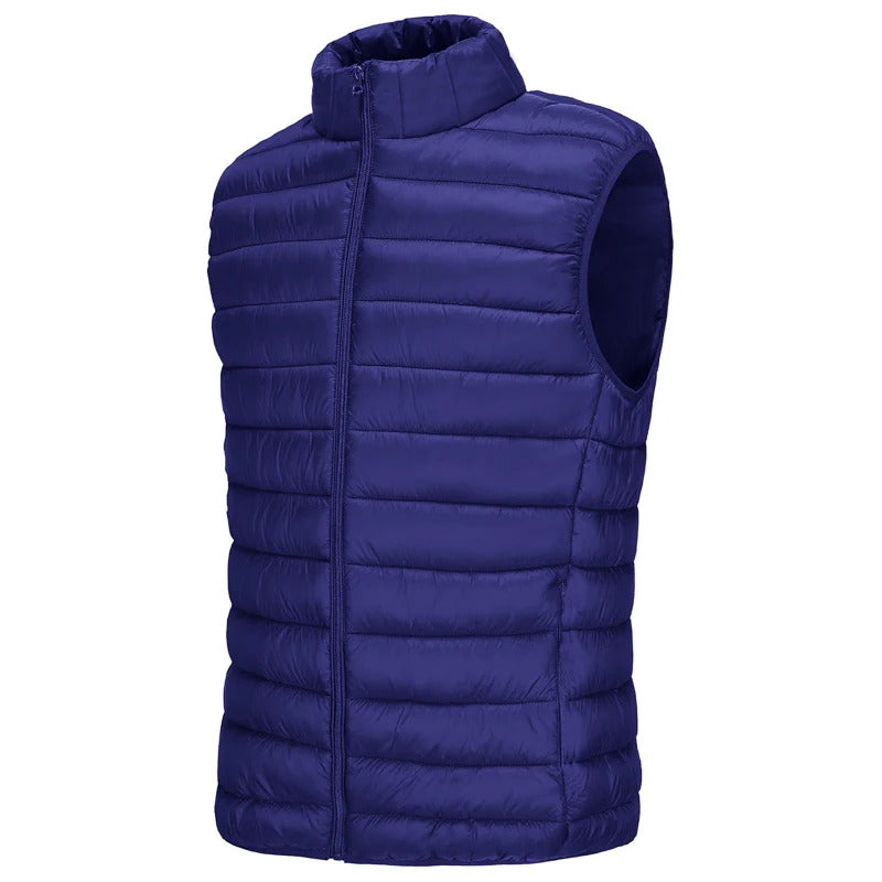 Herbst Herren Casual Weste Leichte ärmellose Jacke Vollreißverschluss Oberbekleidung Weste Outdoor Daunenweste mit Taschen