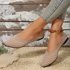 Damen Spitzschuh Flache Schuhe Einfarbig Gestrickte Slip-on-Schuhe Lässige Atmungsaktive Ballerinas Damen Flache Schuhe Müßiggänger Damen