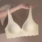 Nahtloser Damen-BH, kleine Brust, großes hohles Design, Unterwäsche-Unterstützung, nicht abnehmbare, halbfeste Körbchen, einteiliger, gestreifter, dünner BH