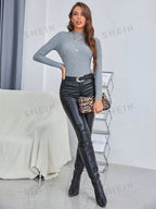 Rot Gestrickte Pullover Frauen Pullover Slim Fit Stehkragen Langarm Frühling Herbst Grundlegende Pullover Weibliche Casual Streifen Tops
