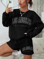 Koreanischer Trend-Sweatshirt für Damen, California West Coast Print, weiblicher Kapuzenpullover mit langen Ärmeln, O-Ausschnitt, sportliche und reichhaltige Kleidung