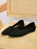 Damen Spitzschuh Flache Schuhe Einfarbig Gestrickte Slip-on-Schuhe Lässige Atmungsaktive Ballerinas Damen Flache Schuhe Müßiggänger Damen