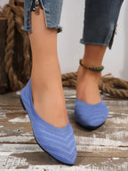 Damen Spitzschuh Flache Schuhe Einfarbig Gestrickte Slip-on-Schuhe Lässige Atmungsaktive Ballerinas Damen Flache Schuhe Müßiggänger Damen