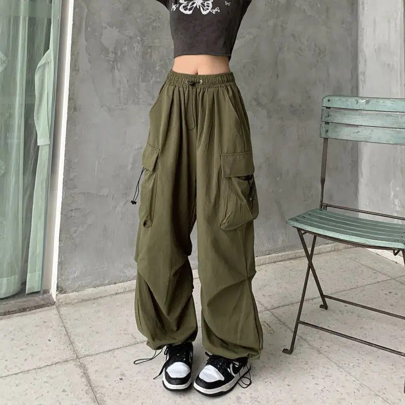 2025frauen Casual Jogger Tech Hosen Feste Niedrige Taille Hosen Kordelzug Breite Bein Baggy Hosen Y2k Streetwear Oversize Jogginghose