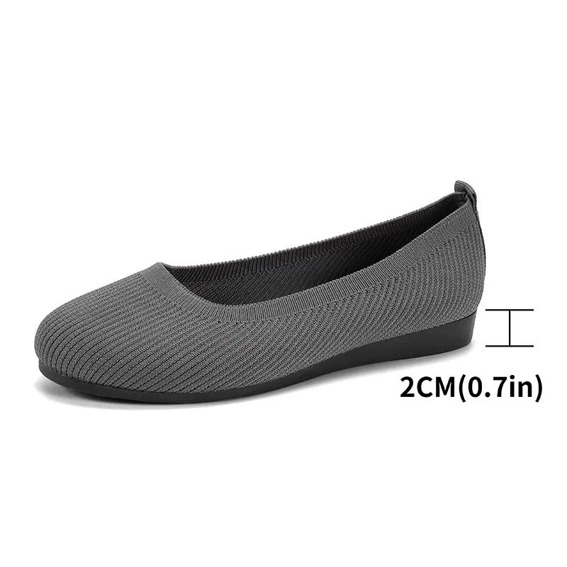 Frühling frauen Flache Schuhe neue Stricken Socke Turnschuhe Atmungsaktive Slip auf Weibliche Rpound Toe Loafers 36-43 Plus größe Licht Schuhe